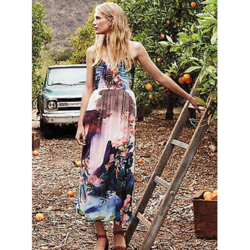 anthropologie | water color midi daybreak dress